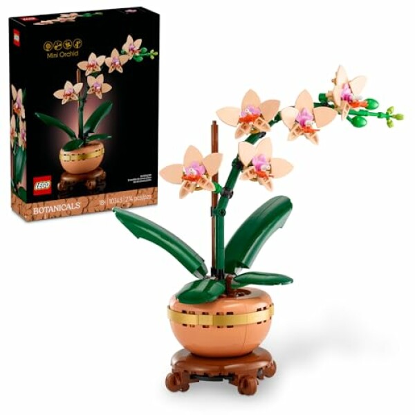 LEGO Botanicals Mini Orchid Building Set - Artificial, Fake Orchid for Home Decor,...