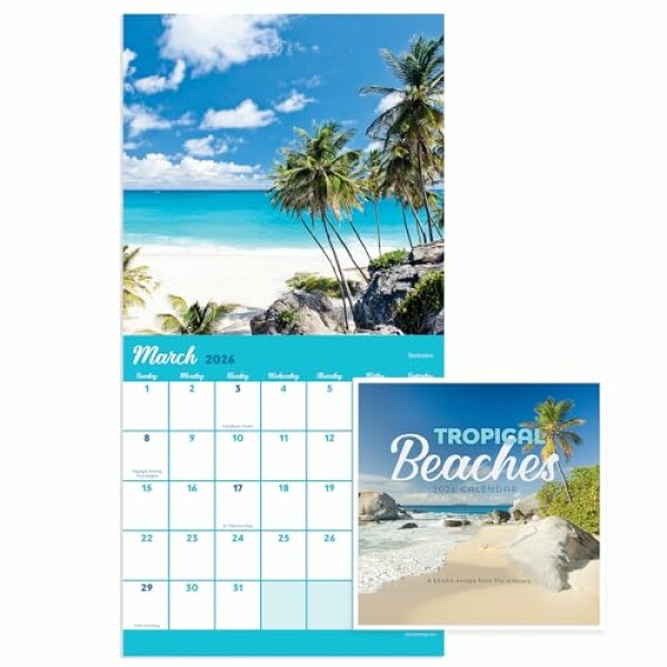 TF Publishing 2026 Tropical Beaches Mini Calendar with Monthly Grids for...