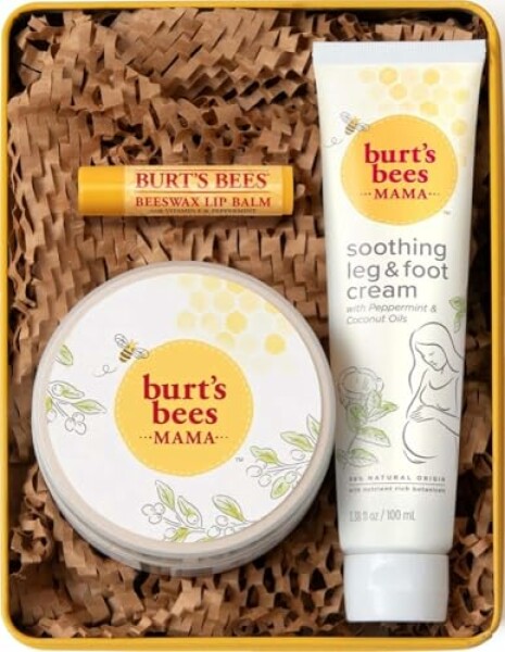 Burt's Bees Mama Gift Set, Includes Lip Balm, Leg and Foot Cream, and Belly Butter,...