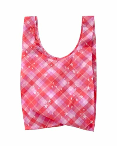 Baggu Standard Pattern Eco Bag, pink star check, One Size
